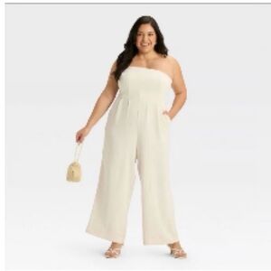 a new day Strapless Wide-Leg Jumpsuit in Cream
